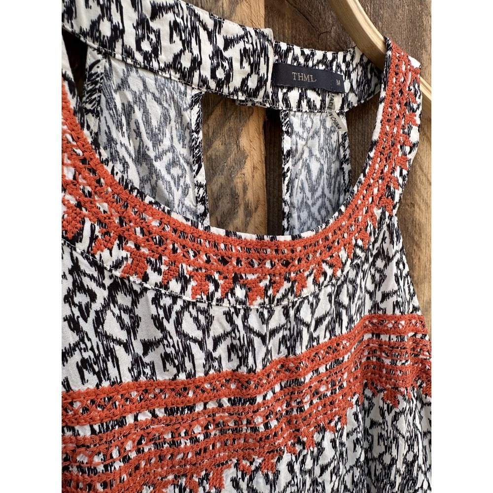 THML Maxi Dress Womans M Boho Embroidered Beach Farmers Market Coastal Vibes - Picture 3 of 13